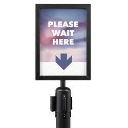 cadre pour affiche de barrière rétractable - noir - se visse sur le haut du poteau - A4