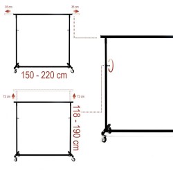 Portant Droit Pliant Noir Hauteur Réglable